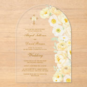 Yellow Flowers Arch Religious Wedding アクリル招待状 (正面)