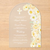Yellow Flowers Arch Wedding アクリル招待状 (正面)