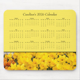 Yellow Flowers - Customizable 2026 calendar マウスパッド