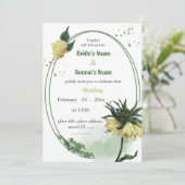 yellow flowers greenery wedding 招待状 (スタンド正面)