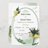 yellow flowers greenery wedding 招待状 (正面/裏面)