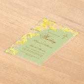 Yellow Flowers Lavender Arch Religious Wedding アクリル招待状 (レイダウン)