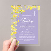 Yellow Flowers Lavender Arch Religious Wedding アクリル招待状 (インサイチュ (ポータブル))