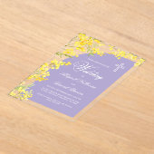 Yellow Flowers Lavender Arch Religious Wedding アクリル招待状 (レイダウン)