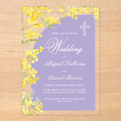 Yellow Flowers Lavender Arch Religious Wedding アクリル招待状 (正面)