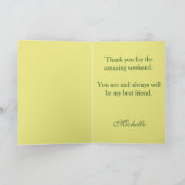 Yellow Flowers With Olive Green Stripes Thank You カード (内部)