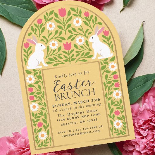 Yellow Folk Art Easter Brunch Arch Invitation 招待状