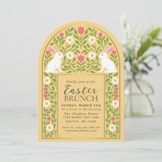 Yellow Folk Art Easter Brunch Arch Invitation 招待状 (スタンド正面)