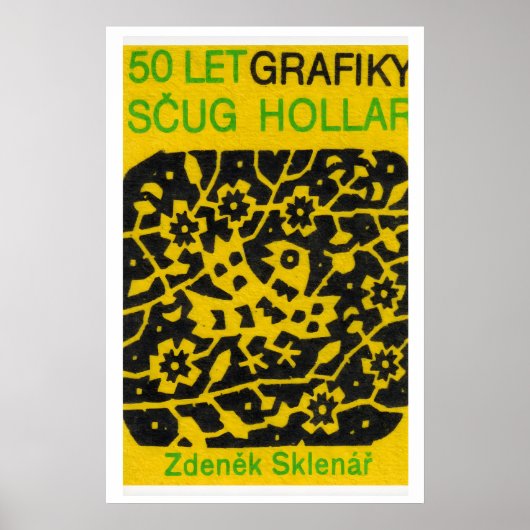 Yellow Folk Pattern - Matchbox Print - Czech Wall ポスター (正面)