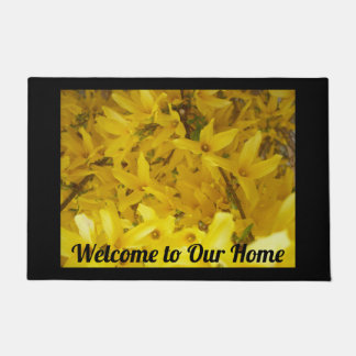 Yellow Forsythia Photo Welcome to Our Home ドアマット