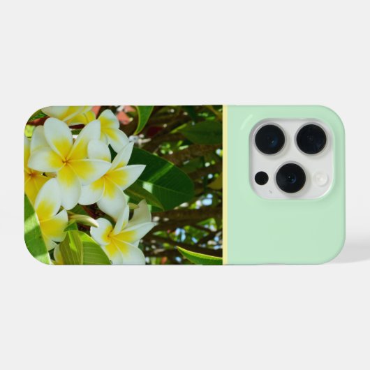 Yellow Frangipanis Growing On A Tree, iPhoneケース (裏面横)