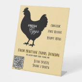 Yellow Fresh Eggs Farmer's Market Sign w/ QR Code 台座サイン (正面)