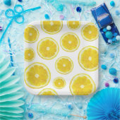 Yellow fresh lemon slice custom text ペーパープレート (パーティー)