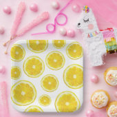 Yellow fresh lemon slice custom text ペーパープレート (パーティー)
