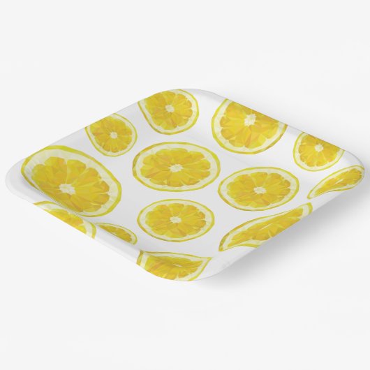 Yellow fresh lemon slice custom text ペーパープレート (傾斜あり)