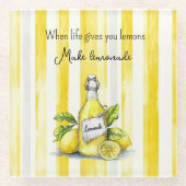 Yellow Fruit Lemons Make Lemonade ガラスコースター (正面)