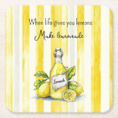 Yellow Fruit Lemons Make Lemonade スクエアペーパーコースター (正面)