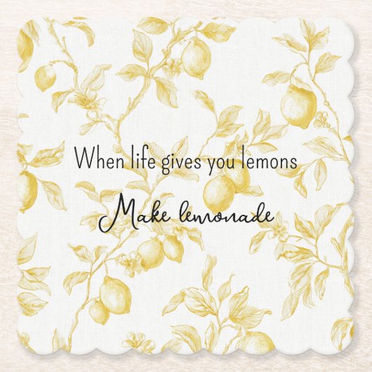 Yellow Fruit Lemons Make Lemonade ペーパーコースター (正面)