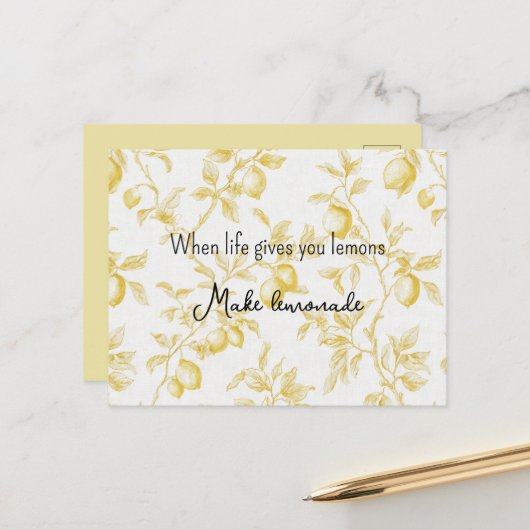 Yellow Fruit Lemons Make Lemonade ポストカード (正面/裏面インサイチュ)