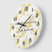 Yellow Fruit Lemons Make Lemonade ラージ壁時計 (傾斜)