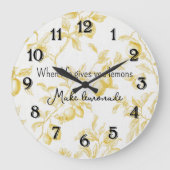 Yellow Fruit Lemons Make Lemonade ラージ壁時計 (正面)