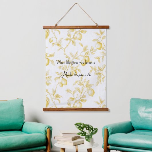 Yellow Fruit Lemons Make Lemonade 吊り下げ型タペストリー (リビング)