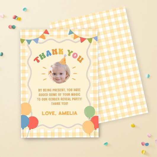Yellow Fun Colorful Birthday Party Thank You Card カード