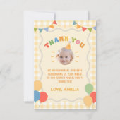 Yellow Fun Colorful Birthday Party Thank You Card カード (正面)