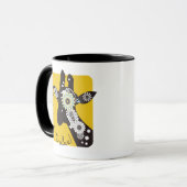 Yellow Funky Funny Paisley Giraffe Coffee マグカップ (正面左)