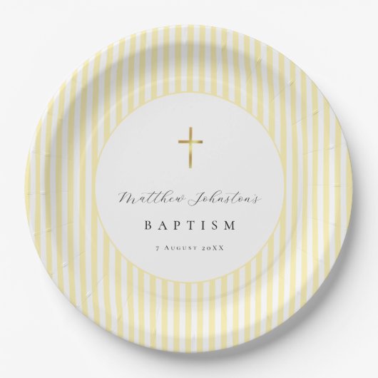 Yellow Gender Neutral Baptism Paper  ペーパープレート (正面)