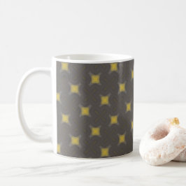Yellow geometric motifs on grey coffee mug コーヒーマグカップ