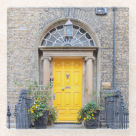 Yellow Georgian Door in Dublin ガラスコースター