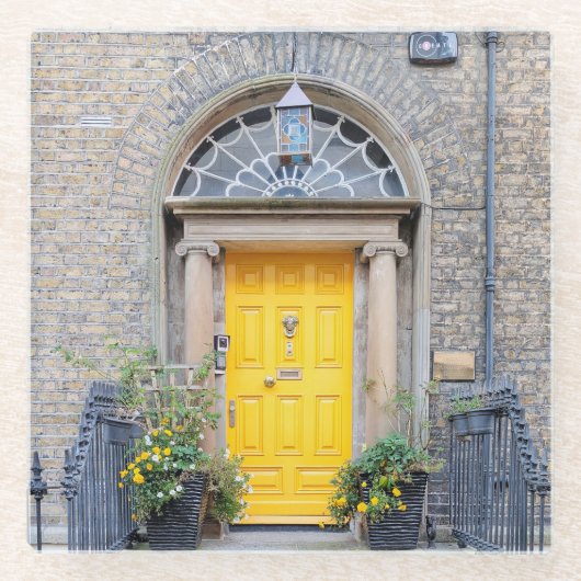 Yellow Georgian Door in Dublin ガラスコースター (正面)