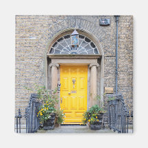 Yellow Georgian Door in Dublin