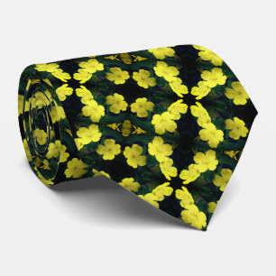 Yellow Geranium Flowers Abstract Pattern     ネクタイ