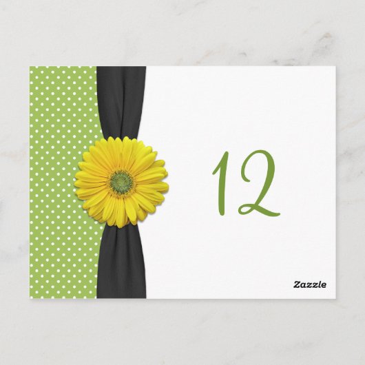 Yellow Gerbera Daisy Table Number Card ポストカード (裏面)