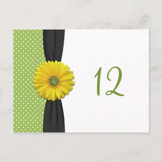 Yellow Gerbera Daisy Table Number Card ポストカード (正面)