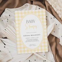 Yellow Gingham Baby Shower Invitation