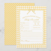 Yellow Gingham Coquette Bow Advice for Baby Card 招待状 (正面/裏面)