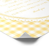 Yellow Gingham Coquette Bow Advice for Baby Shower ポスター (角)