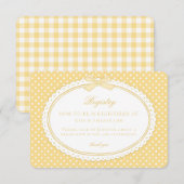 Yellow Gingham Coquette Bow Baby Registry エンクロージャーカード (正面/裏面)