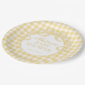 Yellow Gingham Coquette Bow Baby Shower ペーパープレート (アングル)