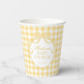 Yellow Gingham Coquette Bow Baby Shower 紙コップ (裏面)