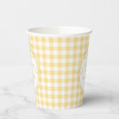 Yellow Gingham Coquette Bow Baby Shower 紙コップ (左)