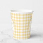 Yellow Gingham Coquette Bow Baby Shower 紙コップ (右)
