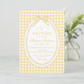 Yellow Gingham Coquette Bow Baptism 招待状 (スタンド正面)
