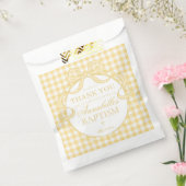 Yellow Gingham Coquette Bow Baptism Dessert フェイバーバッグ (封をした状態)