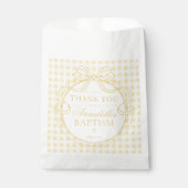 Yellow Gingham Coquette Bow Baptism Dessert フェイバーバッグ (正面)