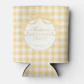 Yellow Gingham Coquette Bow Birthday Party Favor 缶クーラー (正面)