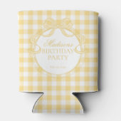 Yellow Gingham Coquette Bow Birthday Party Favor 缶クーラー (裏面)